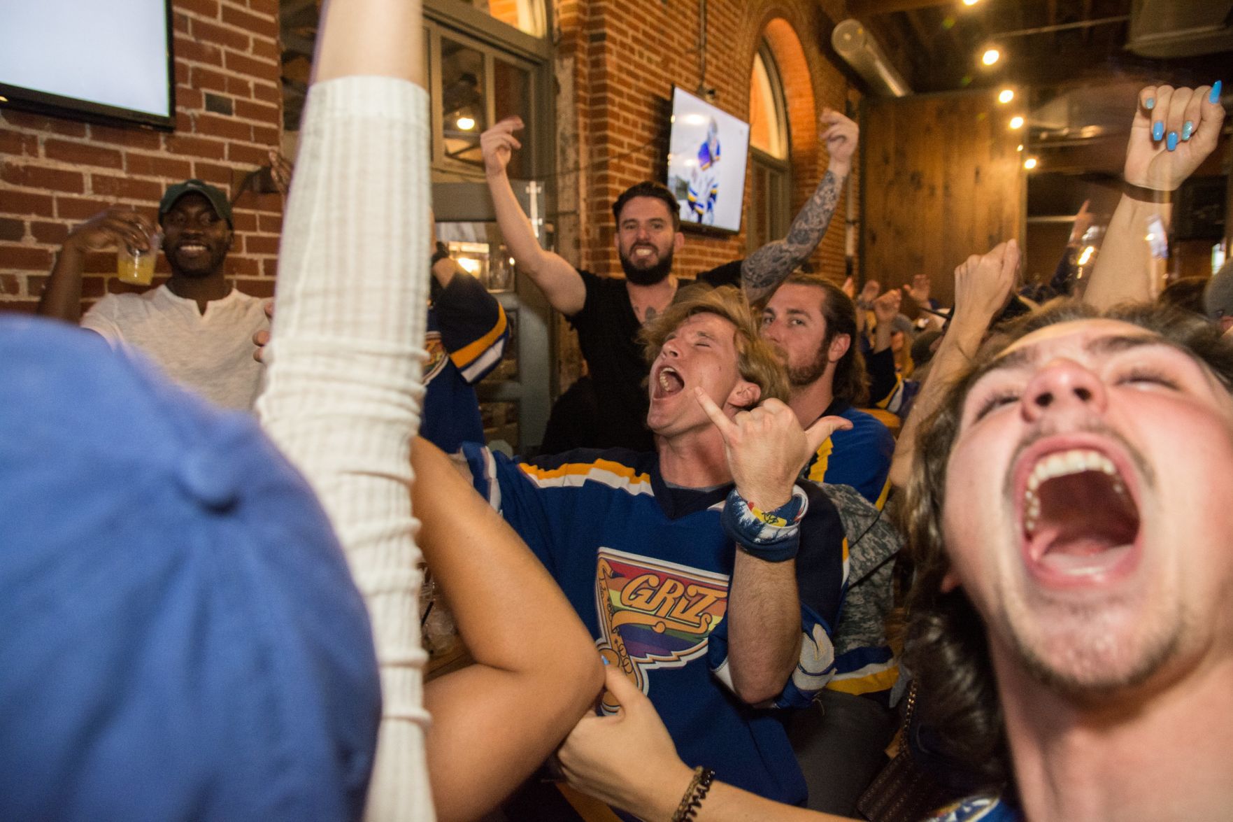 Blues Fans at Wheelhouse during Stanley Cup Final Game 7. Spons